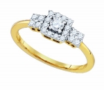 Ladies 14K Yellow Gold .26ct Diamond Round Halo Engagement Bridal Ring