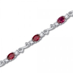 Created Ruby Bracelet Sterling Silver Oval Shape 9.00 Carats