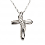 Cross Pendant Silver Cross Necklace with Swarovski Zirconia-Religious Necklace (22 Inches)