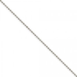 1mm Solid 14K White Gold High Polish Classic Ball Link Chain Necklace - 16 inches