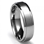 6MM Titanium Ring Wedding Band with Flat Brushed Top and Polished Finish Edges [Size 6.5]