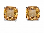 Star K Cushion-Cut 7mm Simulated Imperial Yellow Topaz Earrings Studs