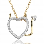 18k Gold Over Sterling Silver and Diamond Accent Devil in Disguise Heart Pendant on Chain
