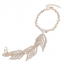 EVER FAITH Peacock Feather Hand Chain Bracelet Adjustabe Ring Clear CZ Crystal Rose Gold-Tone N04398-3