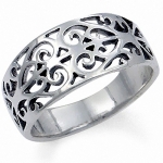 925 Sterling Silver VICTORIAN FILIGREE Band Ring Size 9