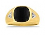SuperJeweler H041308 ON 14Y Cabochon Black Onyx And Diamond Mens Ring Crafted In Solid 14K Yellow Gold