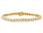 SuperJeweler H090920 14Y owlb 3Ct Round Based Diamond Tennis Bracelet In 14K Yellow Gold