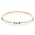 SuperJeweler H051228 1.2Ct Delicate Sapphire Two Tone Bangle Bracelet With 18 Karat Yellow Gold Overlay