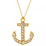 Anchor Necklace with Swarovski Stones, in Crystal with Gold Finish