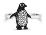 SuperJeweler H051347SS BD z8 Black Diamond Penguin Ring Crafted In Solid Sterling Silver Size - 8
