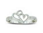 SuperJeweler H051005SS BRP z5 Double Heart Diamond Promise Ring In Sterling Silver Size - 5