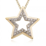 18k Yellow Gold Plated Sterling Silver Star Pendant, 18