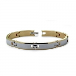 Tungsten Carbide Two Tone Gold Plated Men's Link Bracelet (8.5mm Wide) 8.25 Inches