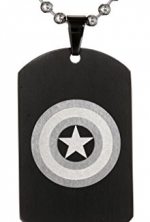 Marvel Comics Unisex Captain America Stainless Steel Chain Dog Tag Pendant Necklace, 24