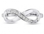 SuperJeweler H071314 SS z7 Sterling Silver Infinity Ring With Cubic Zirconia Accents Size - 7