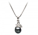 PearlsOnly Ariana Black 6.5-7.0mm AA Japanese Akoya Sterling Silver Cultured Pearl Pendant