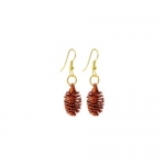 Iridescent Copper Plated REAL 10mm x 15mm Pine Cone Leaf Dangle Earrings with French Hook Back Finding