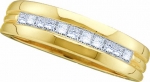Men's 14k Yellow Gold .5 Ct Princess Cut Diamond Wedding Engagement Band Ring