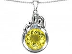 Star K Loving Mother and Father Child Family Pendant Round 10mm Simulated Yellow Sapphire