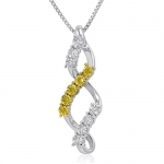 Sterling Silver White and Yellow Diamond Pendant-Necklace