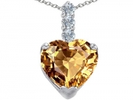 Star K 12mm Heart Shape Simulated Imperial Yellow Topaz Pendant