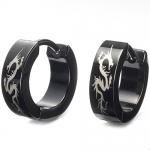 Stunning Black Stainless Steel Dragon Hoop Earrings For Men