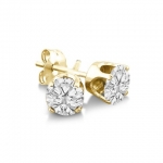 SuperJeweler H111302 2Ct Cubic Zirconia Stud Earrings Crafted In 14 Karat Yellow Gold Over Sterling Silver