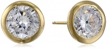 18K Yellow Gold Plated Sterling Silver Cubic Zirconia Round Shaped Stud Earrings
