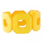 Heirloom Finds Sunny Yellow Chunky Plastic Square Cuff Stretch Bracelet
