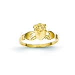 14k Polished Ladies Claddagh Ring, Size 6