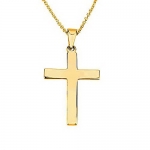 Gold Cross Pendant-Cross Necklace-Religious Necklace (18 Inches)
