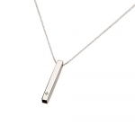 Bar Necklace Vertical Bar Pendant - Silver Name Bar Pendant with Swarovski Stone (16 Inches)