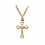 10k Gold Filled Pierced Heart Ends Cross Necklace on 18 Chain