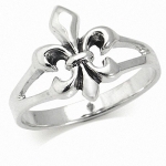 Fashion 925 Sterling Silver FLEUR DE LIS Ring Size 5
