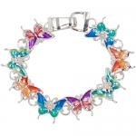 Heirloom Finds Colorful Enamel Butterfly Bracelet in Silver Tone with Magnetic Clasp