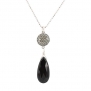 Pave Statement Necklace in White Topaz & Black Onyx in Sterling Silver - Limited Quantities, #6862 (18 Inches)
