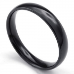 KONOV Jewelry Mens Womens Stainless Steel Ring, 4mm, Comfort Fit Band, Black, Size 11