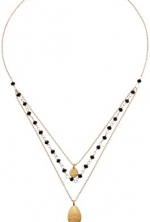 Satya Jewelry Classics Onyx Lotus Tree of Life Triple Chain Necklace, 18