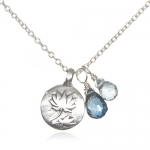 Satya Jewelry Sterling Silver Blue Boundless Three-Charm Necklace with Blue Topaz Beads, 18