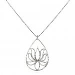 Satya Jewelry Sterling Silver Teardrop Lotus Necklace, 24