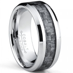 High Polish Cobalt Men's Wedding Band Engagement Ring W/ Gray Carbon Fiber Inlay, Comfort Fit SZ 13
