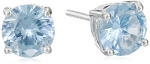 Sterling Silver 7mm Created Aquamarine Stud Earrings