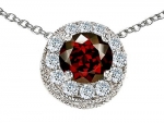 Star K Round 6mm Simulated Garnet Pendant in Sterling Silver