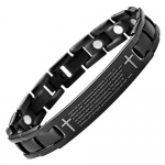 Lords Prayer in English Mens Black Titanium Magnetic Bracelet with free Link Removal Tool and gift box