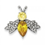 Sterling Silver Yellow And Clear Cubic Zirconia Pendant Slide