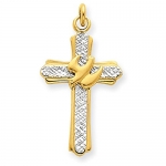 18k Gold-plated and Sterling Silver Dove Cross Charm