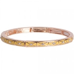 Heirloom Finds Yellow Enamel Crystal Stretch Bangle Bracelet in Rose Gold Tone