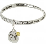 Heirloom Finds Guardian Angel Protect and Guide Silver Tone Twist Dangle Bracelet