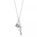 BERRICLE Sterling Silver AAA Cubic Zirconia CZ Key and Lock Women Fashion Pendant Necklace