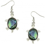 Stunning Iridescent Abalone Shell Sea Turtle Charm Dangle Earrings Gift for Women and Teens